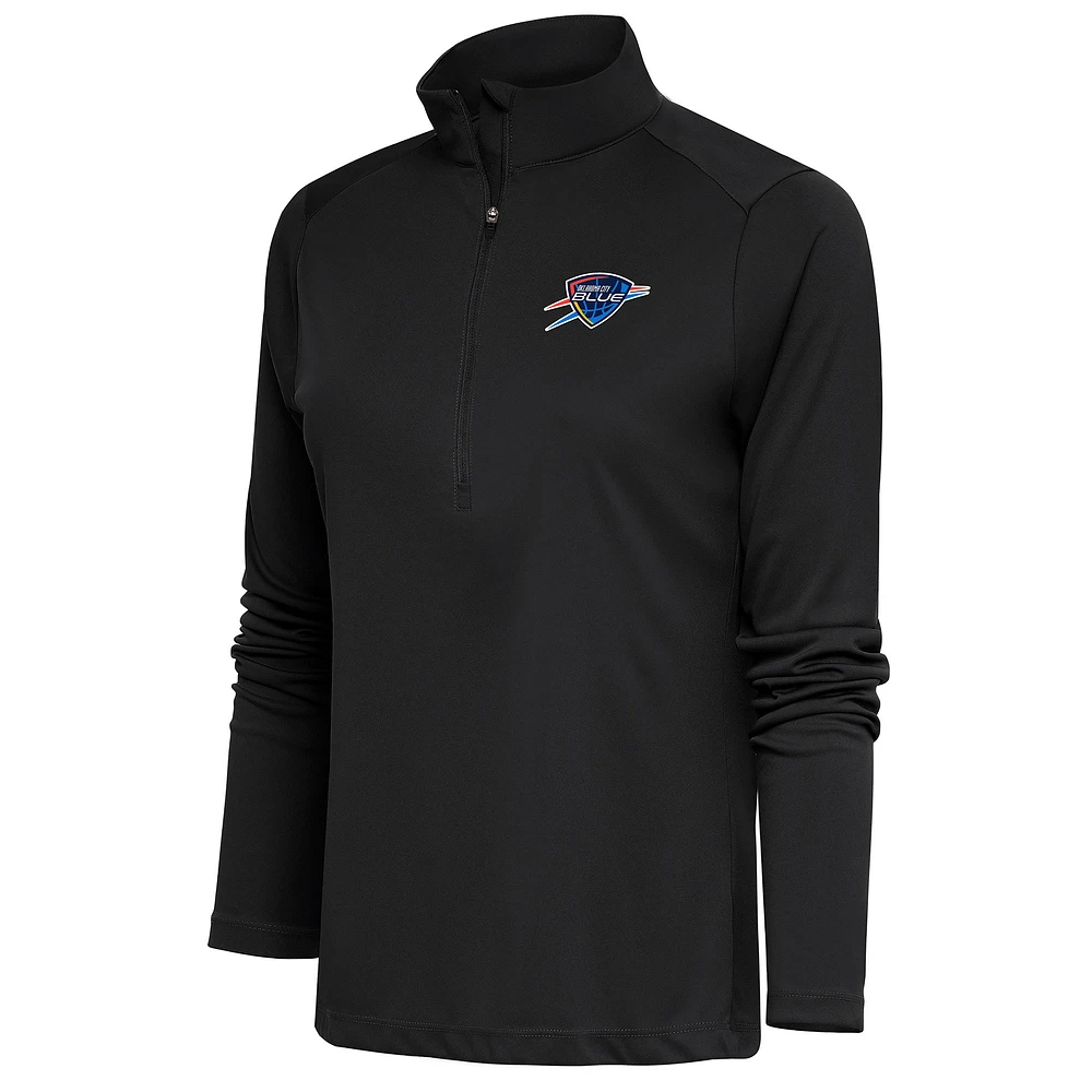 Women's Antigua Charcoal Oklahoma City Blue Tribute Half-Zip Pullover Top
