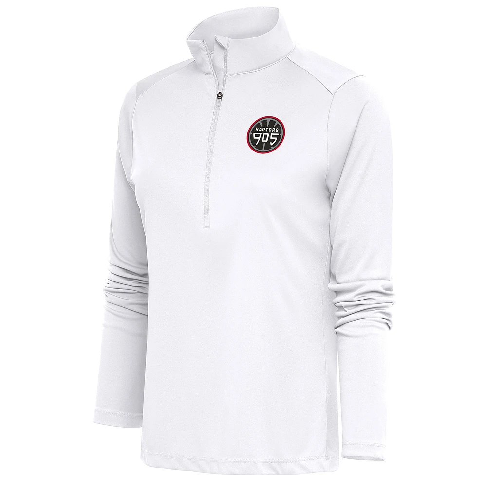 Women's Antigua White Raptors 905 Tribute Half-Zip Pullover Top