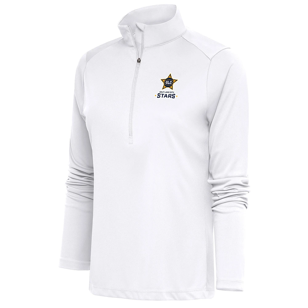 Women's Antigua White Salt Lake City Stars Tribute Half-Zip Pullover Top