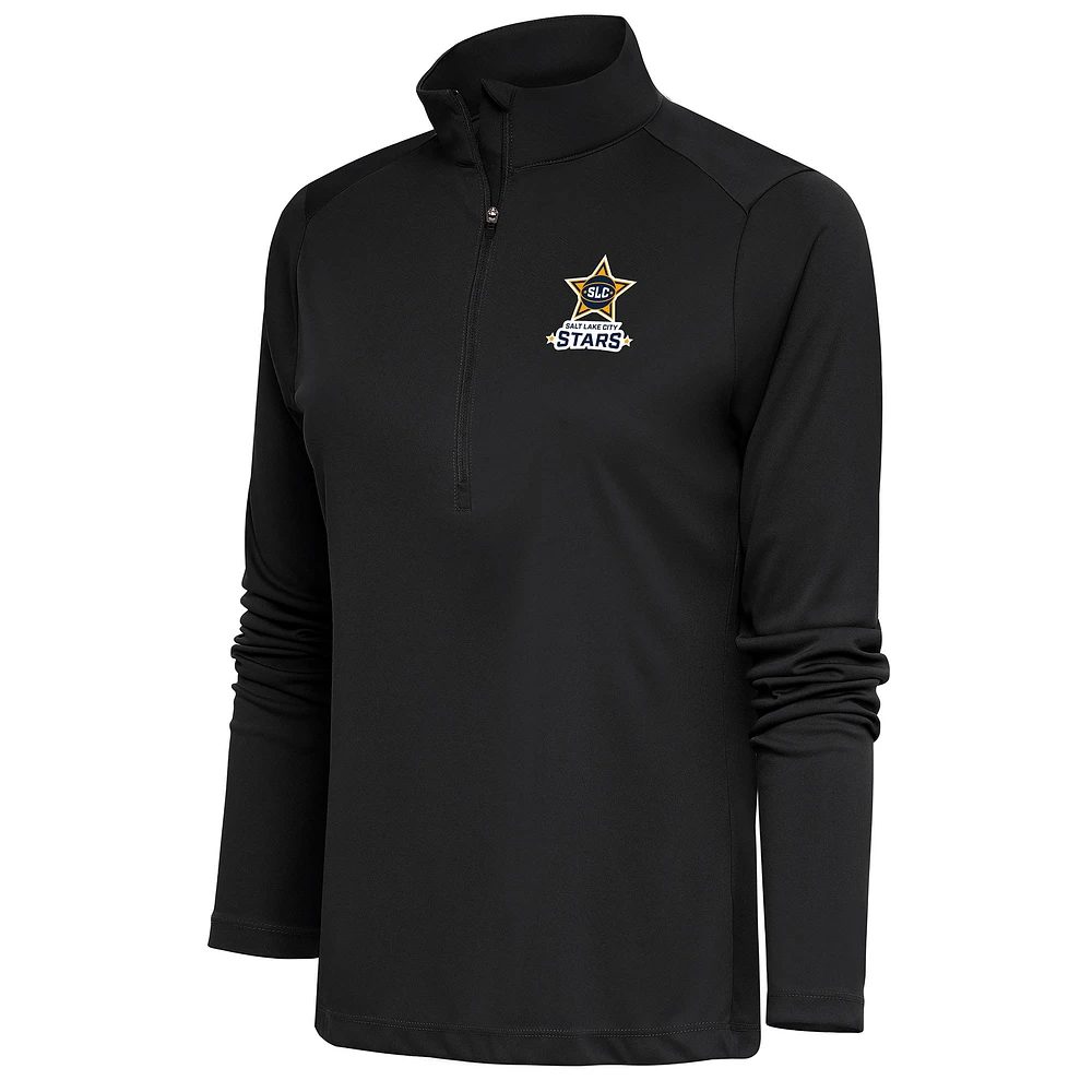 Women's Antigua Charcoal Salt Lake City Stars Tribute Half-Zip Pullover Top