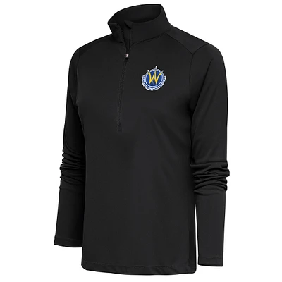 Women's Antigua Charcoal Santa Cruz Warriors Tribute Half-Zip Pullover Top