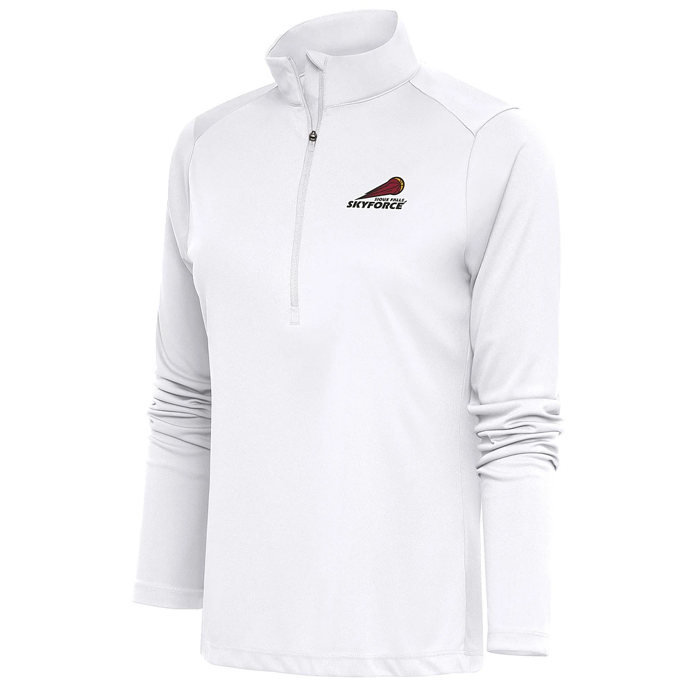 Women's Antigua White Sioux Falls Skyforce Tribute Half-Zip Pullover Top
