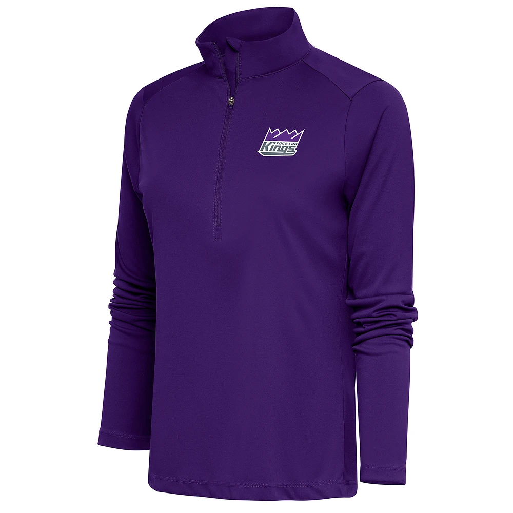Women's Antigua Purple Stockton Kings Tribute Half-Zip Pullover Top