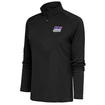 Women's Antigua Charcoal Stockton Kings Tribute Half-Zip Pullover Top