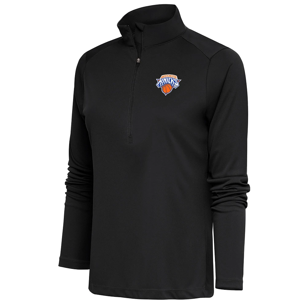 Women's Antigua Charcoal Westchester Knicks Tribute Half-Zip Pullover Top