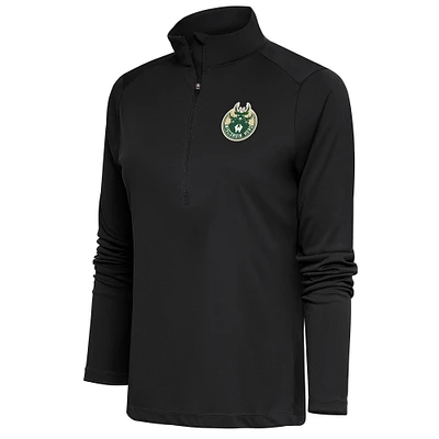 Women's Antigua Charcoal Wisconsin Herd Tribute Half-Zip Pullover Top