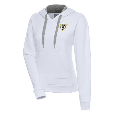 Women's Antigua White Fort Wayne Mad Ants Victory Pullover Hoodie