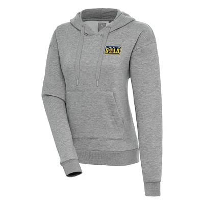 Women's Antigua Heather Gray Grand Rapids Gold Victory Pullover Hoodie