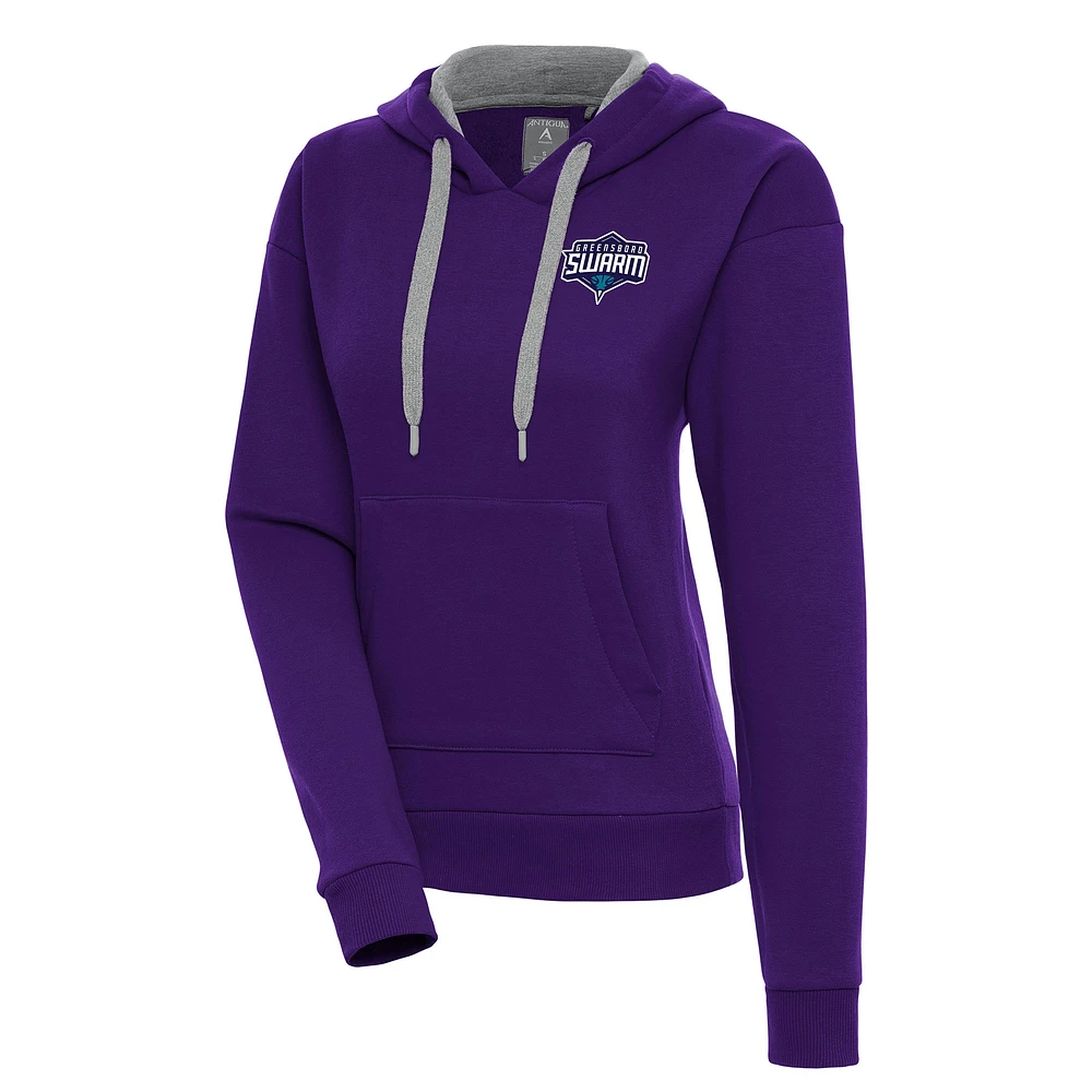 Women's Antigua Purple Greensboro Swarm Victory Pullover Hoodie