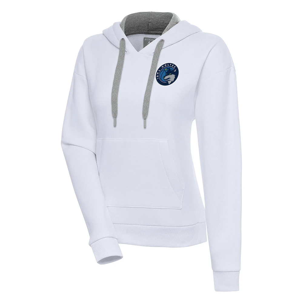 Women's Antigua White Iowa Wolves Victory Pullover Hoodie