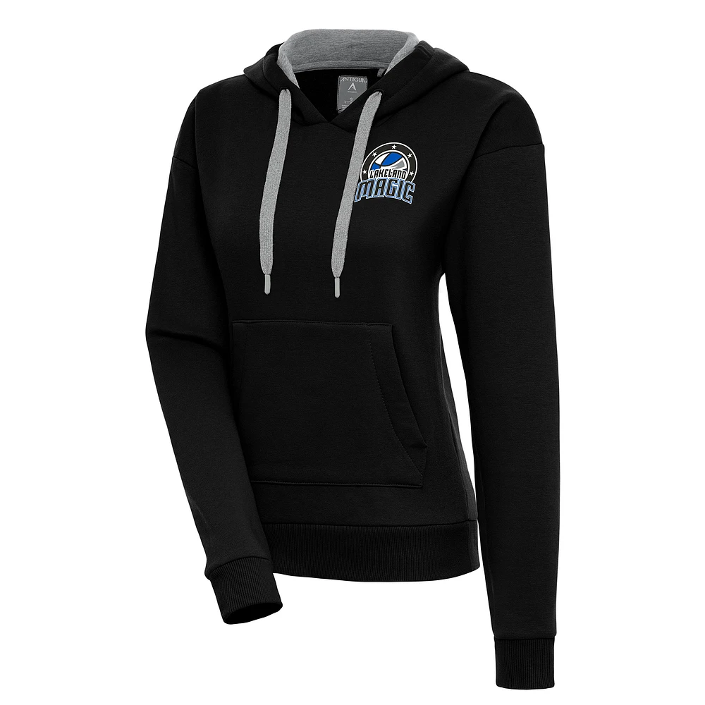 Women's Antigua Black Lakeland Magic Victory Pullover Hoodie