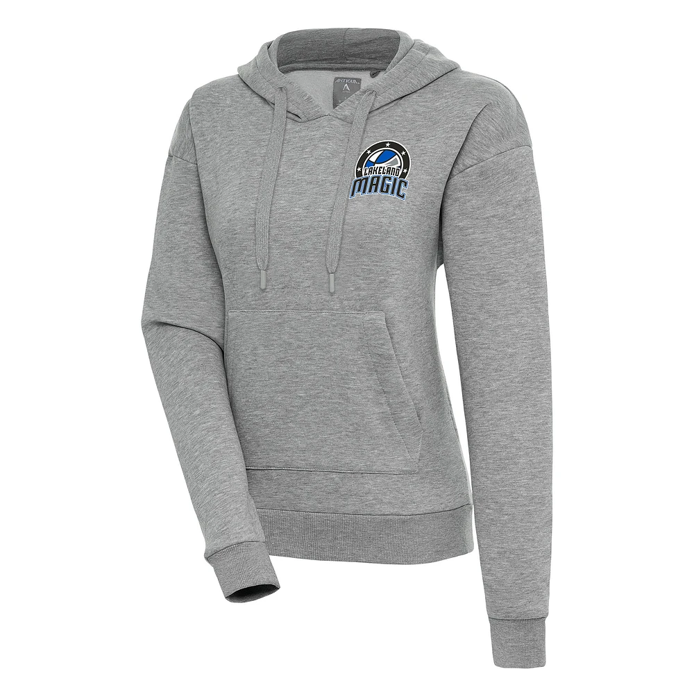Women's Antigua Heather Gray Lakeland Magic Victory Pullover Hoodie