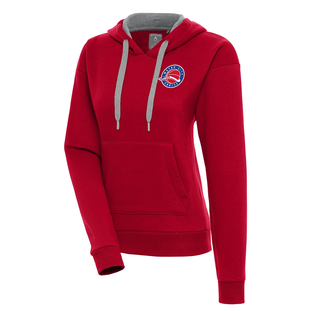 Women's Antigua Red Motor City Cruise Victory Pullover Hoodie