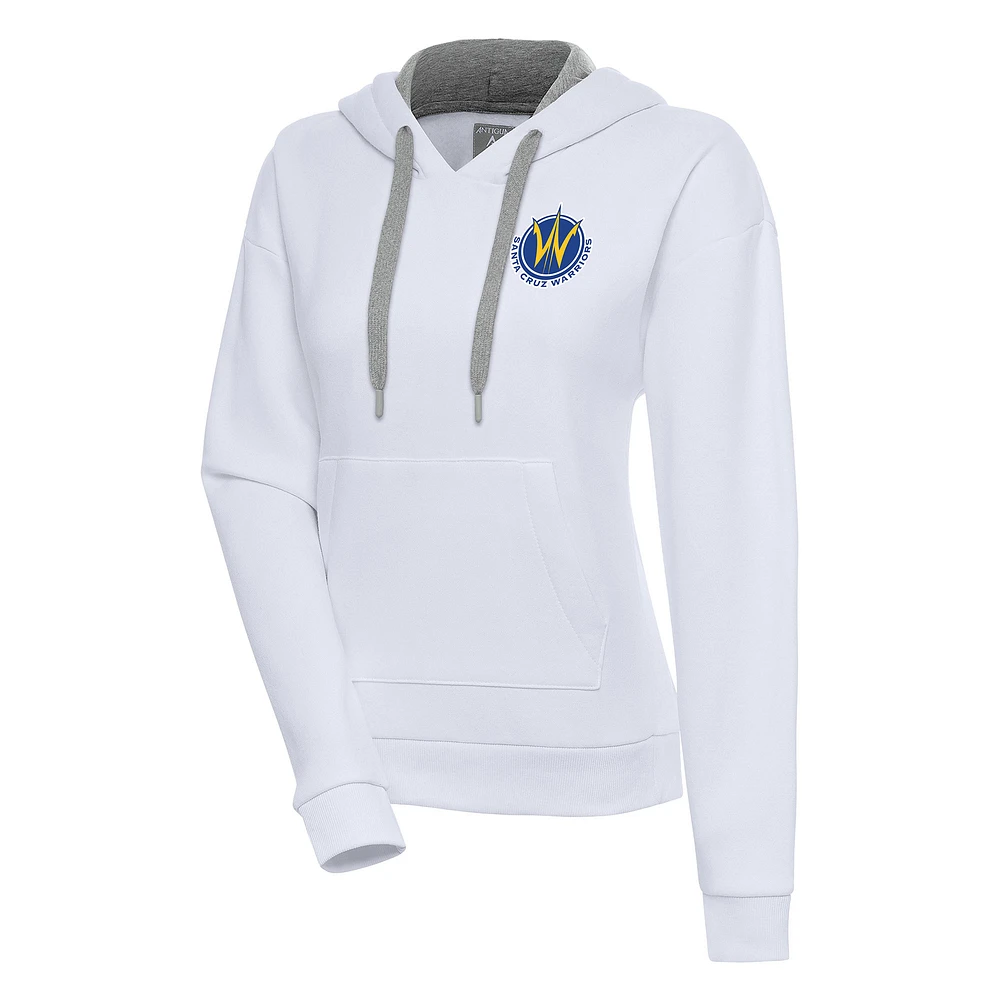 Women's Antigua White Santa Cruz Warriors Victory Pullover Hoodie