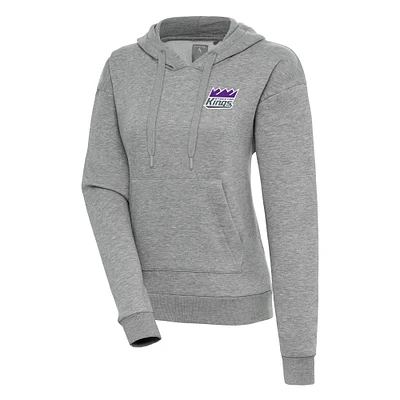 Women's Antigua Heather Gray Stockton Kings Victory Pullover Hoodie