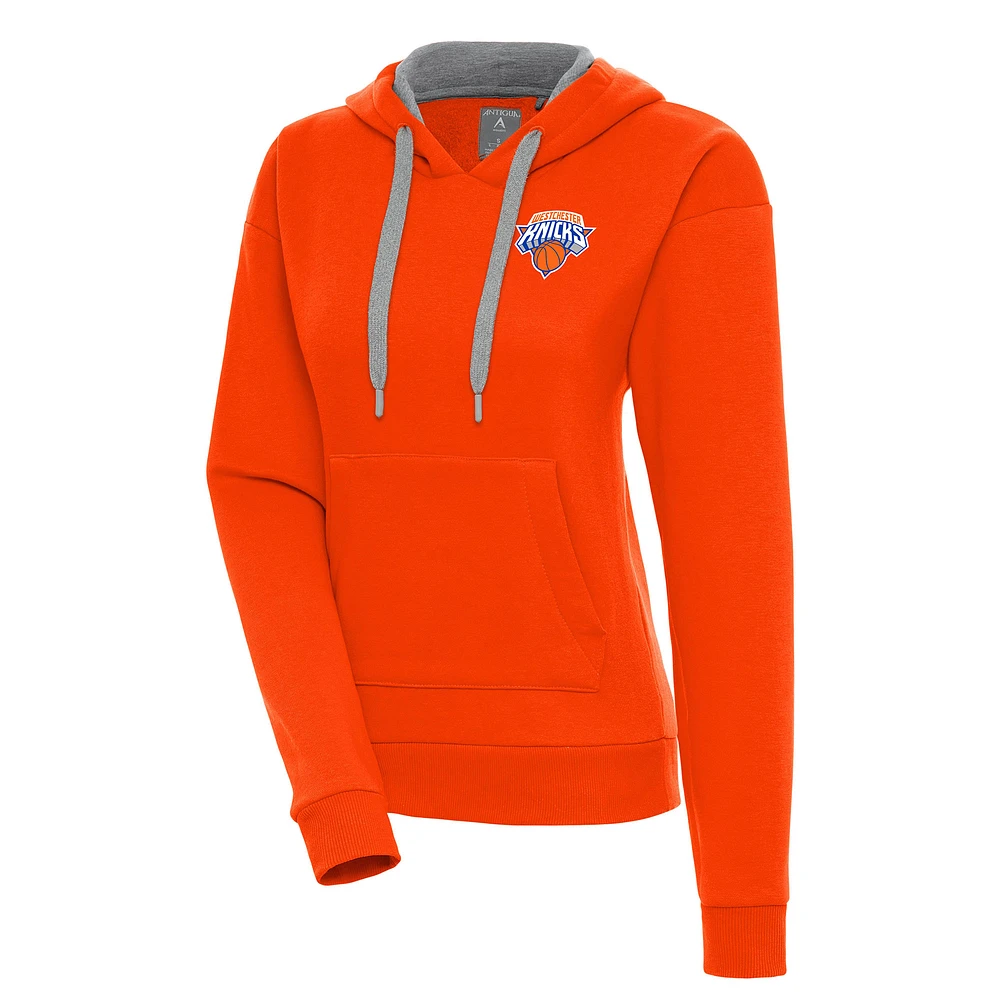 Women's Antigua Orange Westchester Knicks Victory Pullover Hoodie