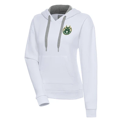Women's Antigua White Wisconsin Herd Victory Pullover Hoodie