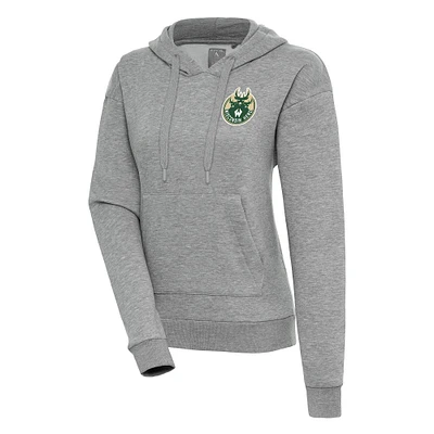 Women's Antigua Heather Gray Wisconsin Herd Victory Pullover Hoodie