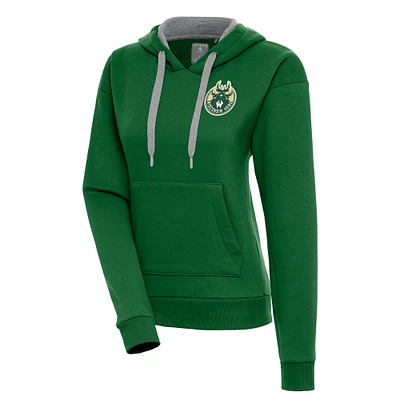 Women's Antigua Hunter Green Wisconsin Herd Victory Pullover Hoodie