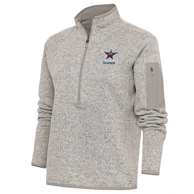 Women's Antigua Oatmeal Birmingham Squadron Fortune Half-Zip Pullover Jacket
