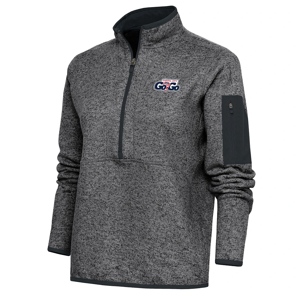 Women's Antigua Heather Charcoal Capital City Go-Go Fortune Half-Zip Pullover Jacket