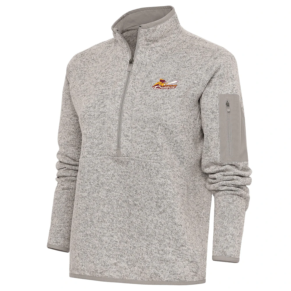 Women's Antigua Oatmeal Cleveland Charge Fortune Half-Zip Pullover Jacket