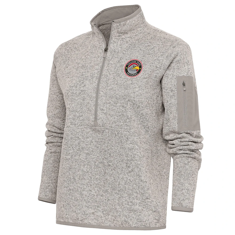 Women's Antigua Oatmeal College Park Skyhawks Fortune Half-Zip Pullover Jacket
