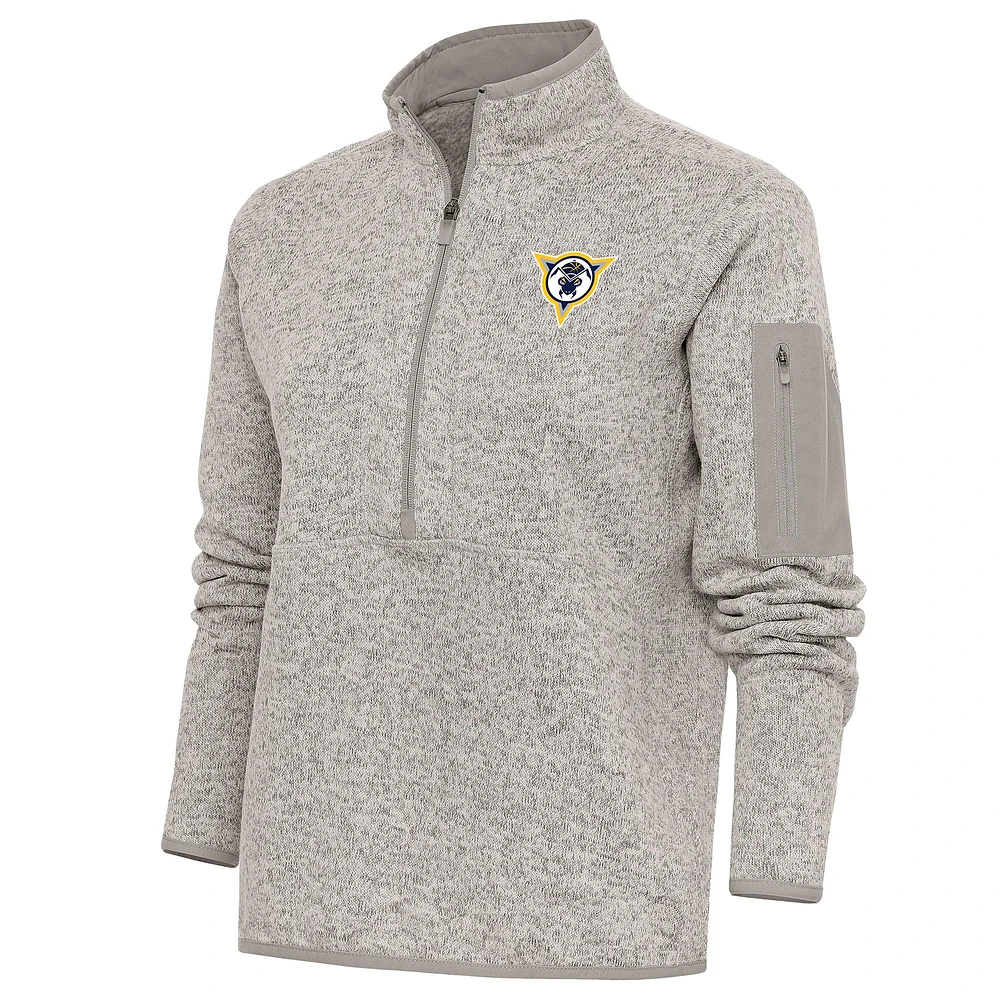 Women's Antigua Oatmeal Fort Wayne Mad Ants Fortune Half-Zip Pullover Jacket