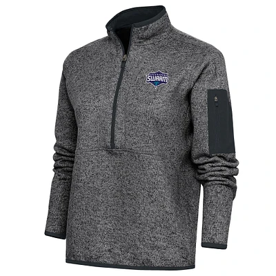 Women's Antigua Heather Charcoal Greensboro Swarm Fortune Half-Zip Pullover Jacket