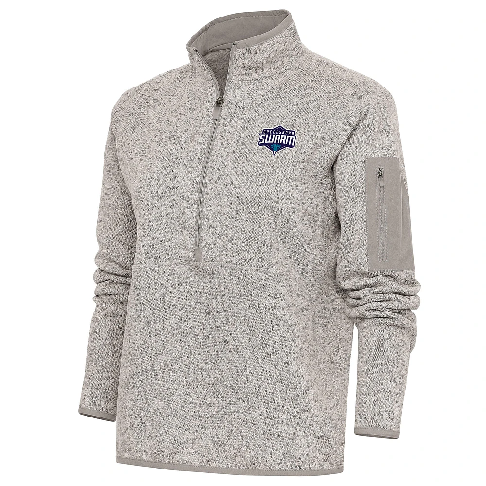 Women's Antigua Oatmeal Greensboro Swarm Fortune Half-Zip Pullover Jacket