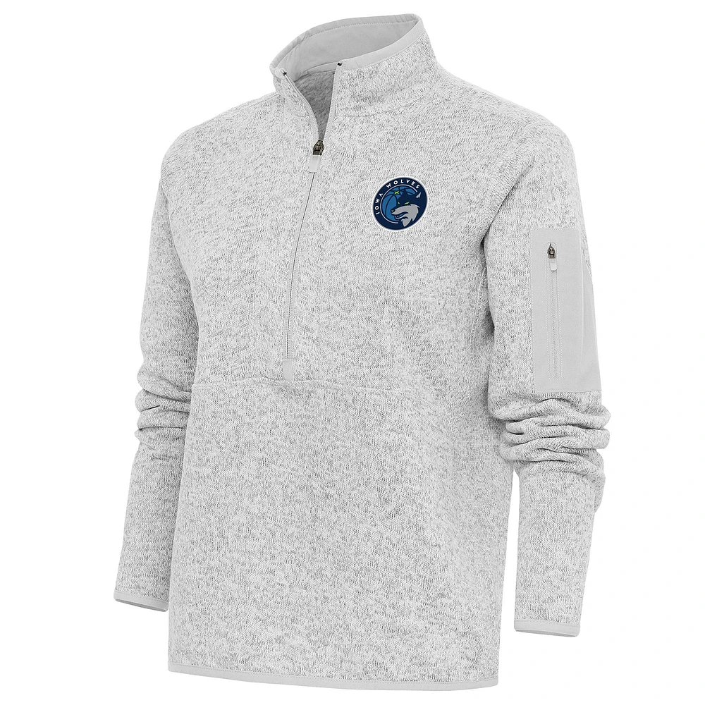 Women's Antigua Heather Iowa Wolves Fortune Half-Zip Pullover Jacket