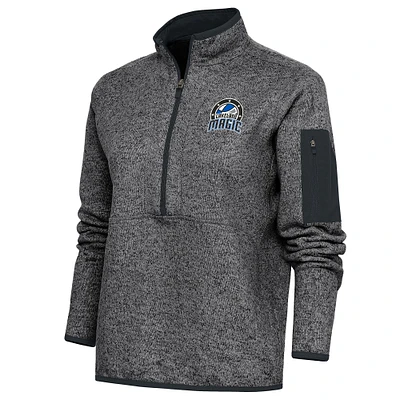 Women's Antigua Heather Charcoal Lakeland Magic Fortune Half-Zip Pullover Jacket