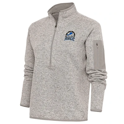 Women's Antigua Oatmeal Lakeland Magic Fortune Half-Zip Pullover Jacket