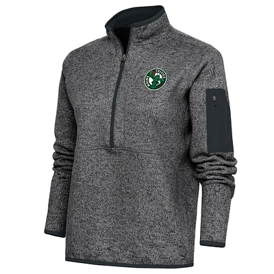 Women's Antigua Heather Charcoal Maine Celtics Fortune Half-Zip Pullover Jacket