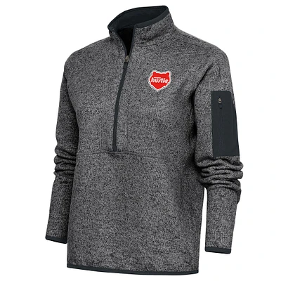 Women's Antigua Heather Charcoal Memphis Hustle Fortune Half-Zip Pullover Jacket