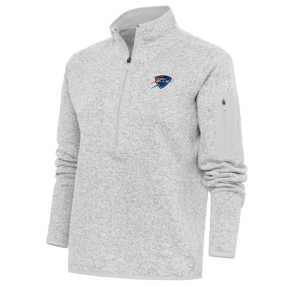 Women's Antigua Heather Oklahoma City Blue Fortune Half-Zip Pullover Jacket