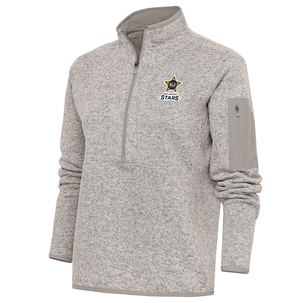 Women's Antigua Oatmeal Salt Lake City Stars Fortune Half-Zip Pullover Jacket