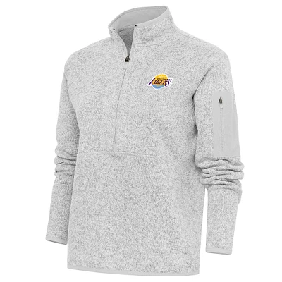 Women's Antigua Heather Gray South Bay Lakers Fortune Half-Zip Pullover Jacket
