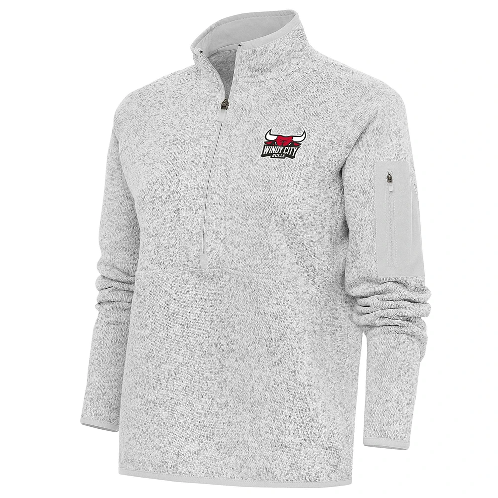 Women's Antigua Heather Windy City Bulls Fortune Half-Zip Pullover Jacket
