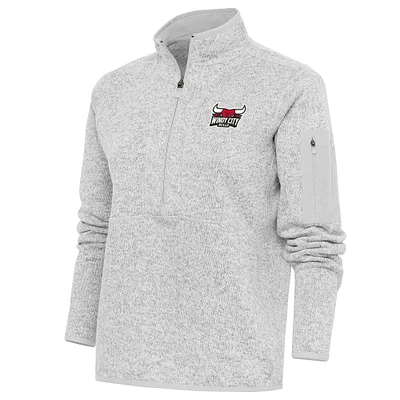 Women's Antigua Heather Windy City Bulls Fortune Half-Zip Pullover Jacket