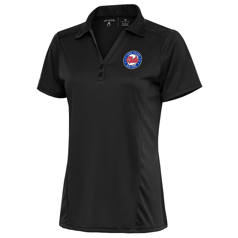 Women's Antigua Charcoal Long Island Nets Tribute Polo