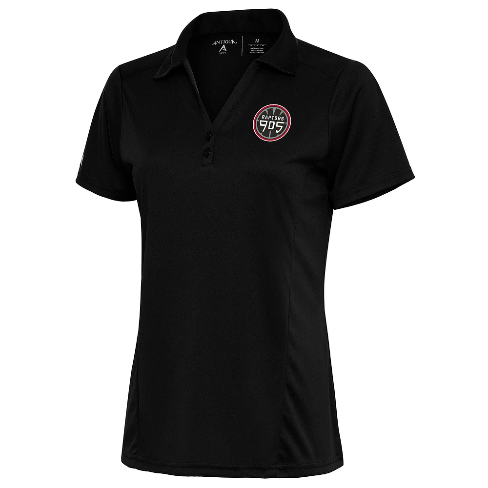Women's Antigua Black Raptors 905 Tribute Polo