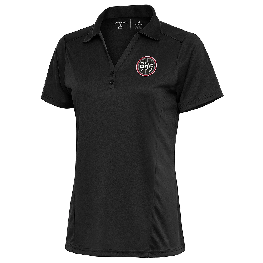 Women's Antigua Charcoal Raptors 905 Tribute Polo