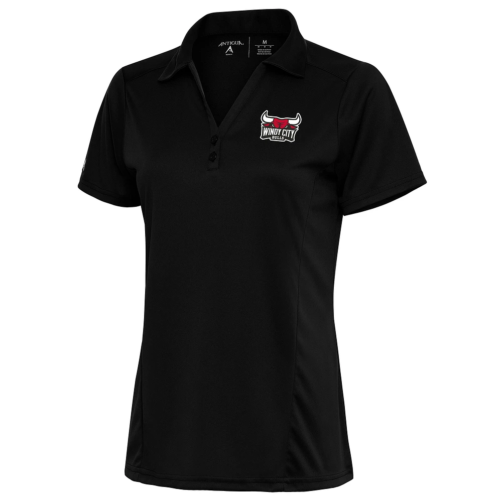 Women's Antigua Black Windy City Bulls Tribute Polo