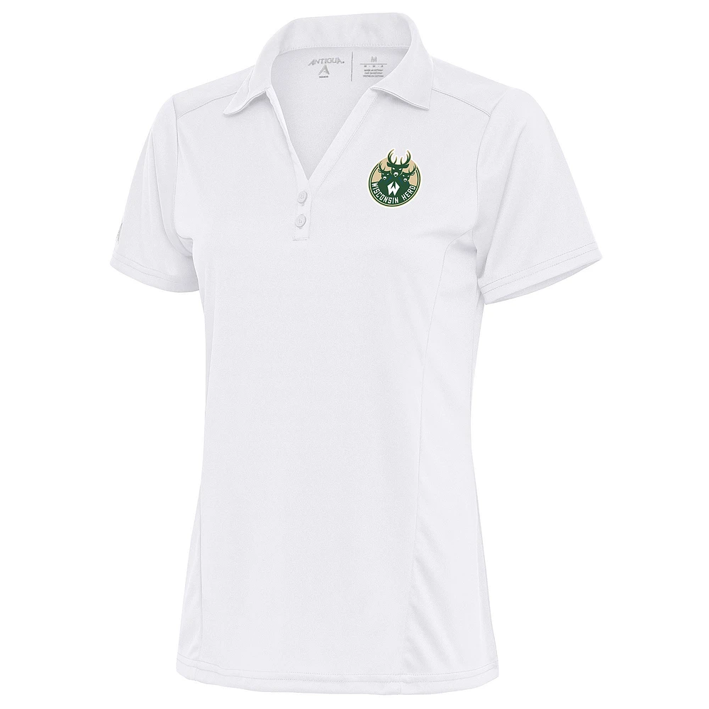 Women's Antigua White Wisconsin Herd Tribute Polo
