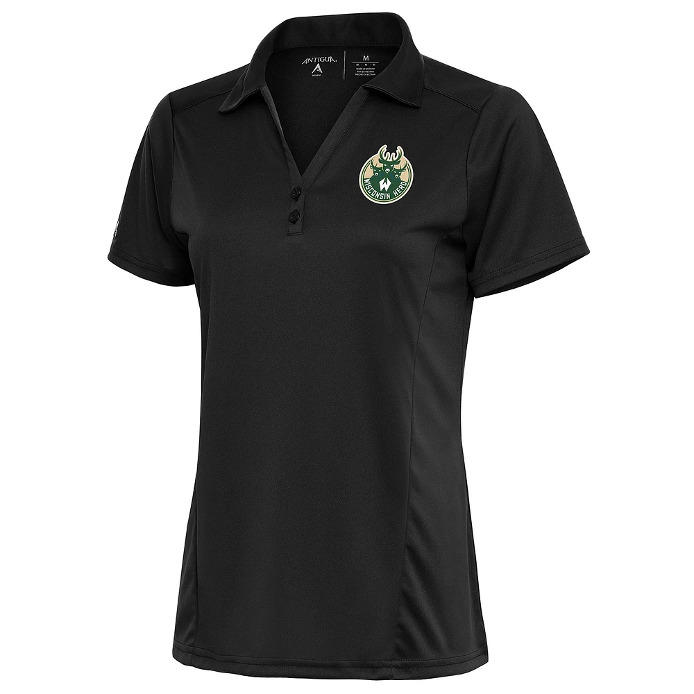 Women's Antigua Charcoal Wisconsin Herd Tribute Polo