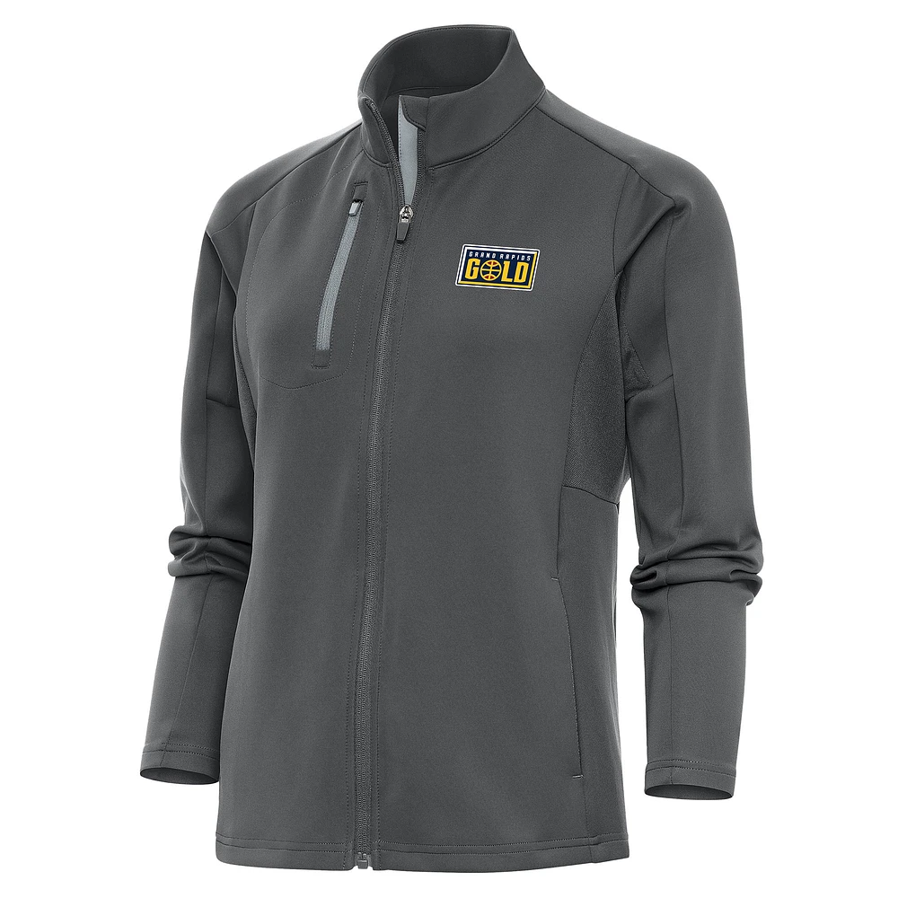 Women's Antigua Charcoal Grand Rapids Gold Generation Full-Zip Jacket