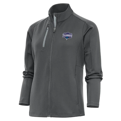 Women's Antigua Charcoal Greensboro Swarm Generation Full-Zip Jacket