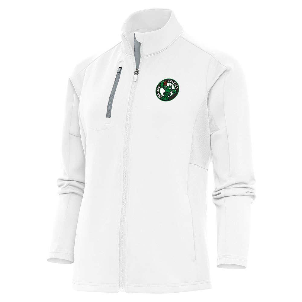 Women's Antigua White Maine Celtics Generation Full-Zip Jacket
