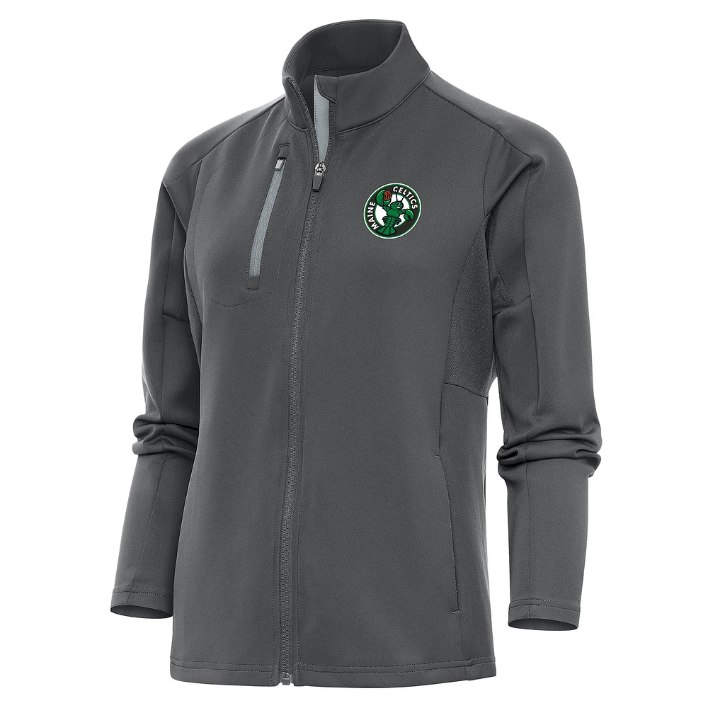 Women's Antigua Charcoal Maine Celtics Generation Full-Zip Jacket